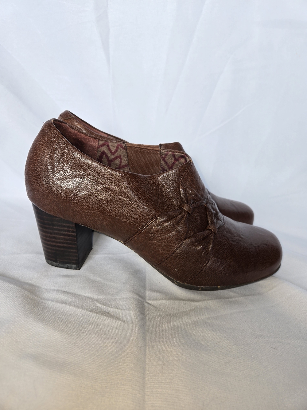 ABEO B.I.O. Olivya Brown Leather Heeled Loafer Bootie Shoes Women 7.5 N